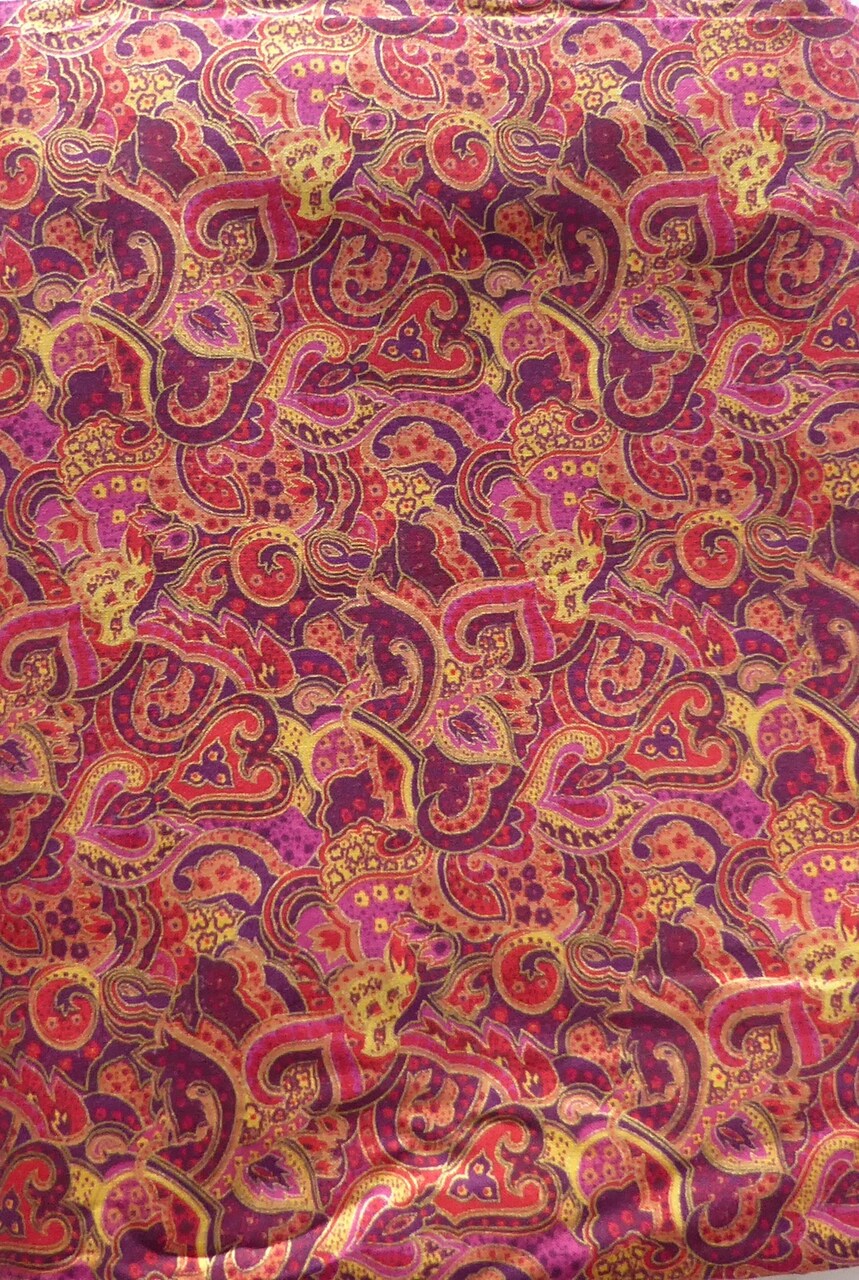 Vintage Red and Gold Print Cotton Fabric by Peter Pan Fabrics Sold by the yard